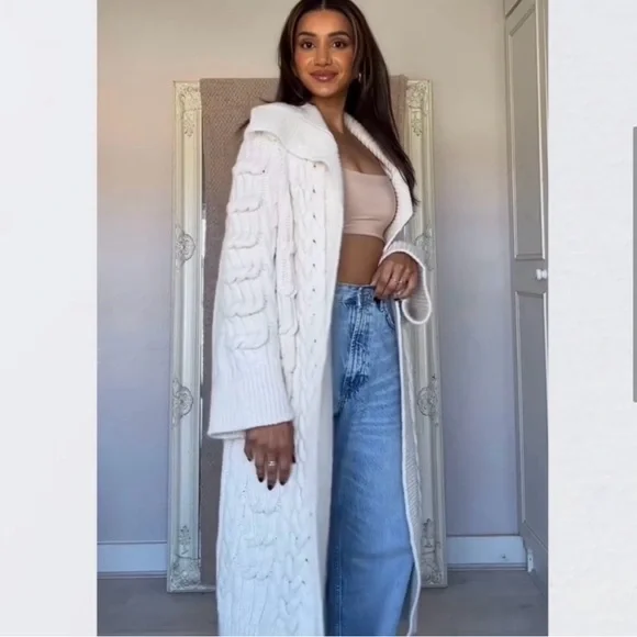 BLOGGERS FAV ZARA TEXTURED KNIT COAT CARDIGAN - Picture 4 of 7